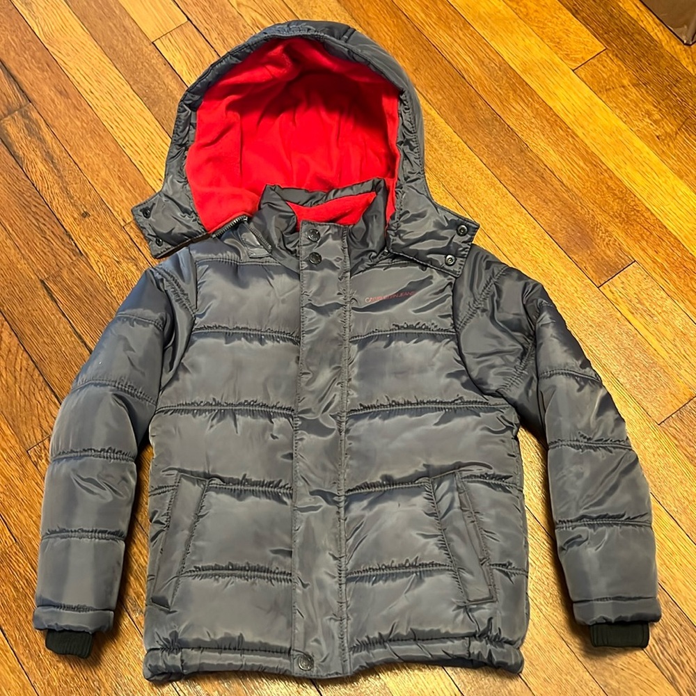 Calvin Klein Jeans Boys Gray Puffer Coat Sz 6